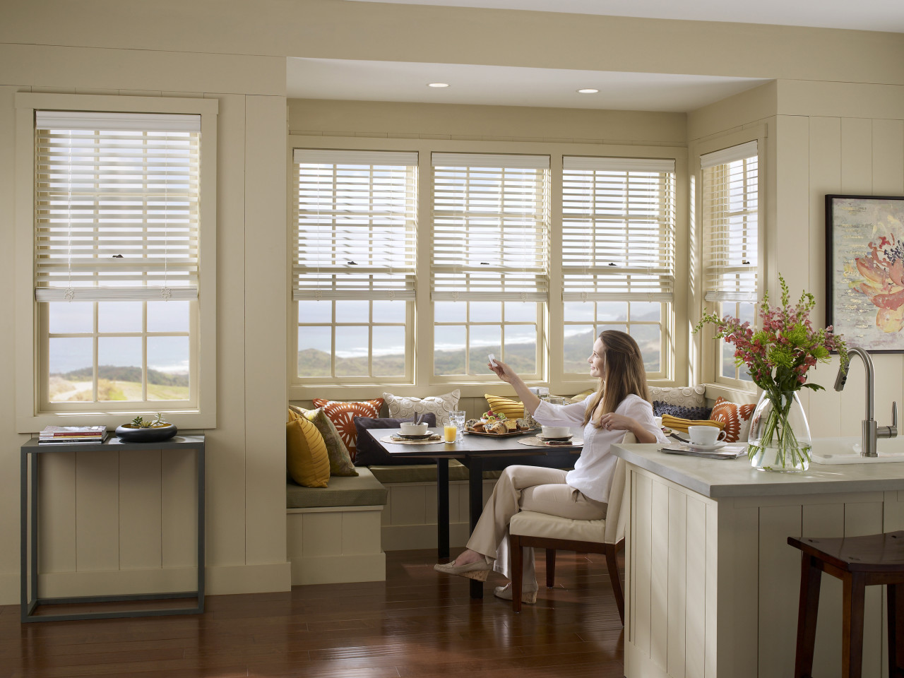 Motorized Window Blinds in Kitchen