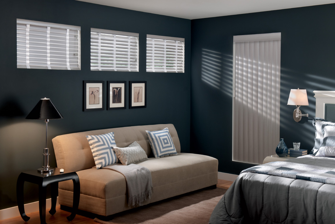 Horizontal and Vertical Blinds in Living Room