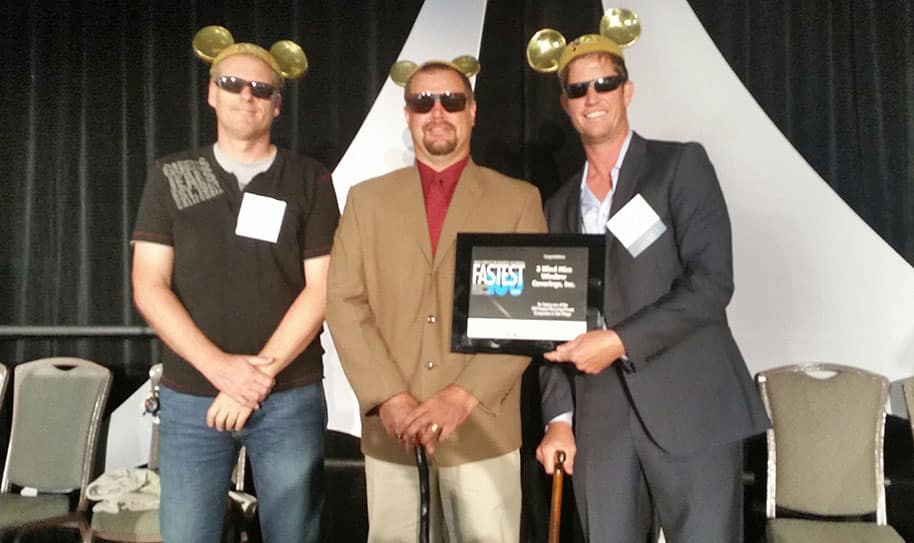 3 Blind Mice from left to right: Gregory Thompson, O'D McKewan, Scot Dietz pose with the award.