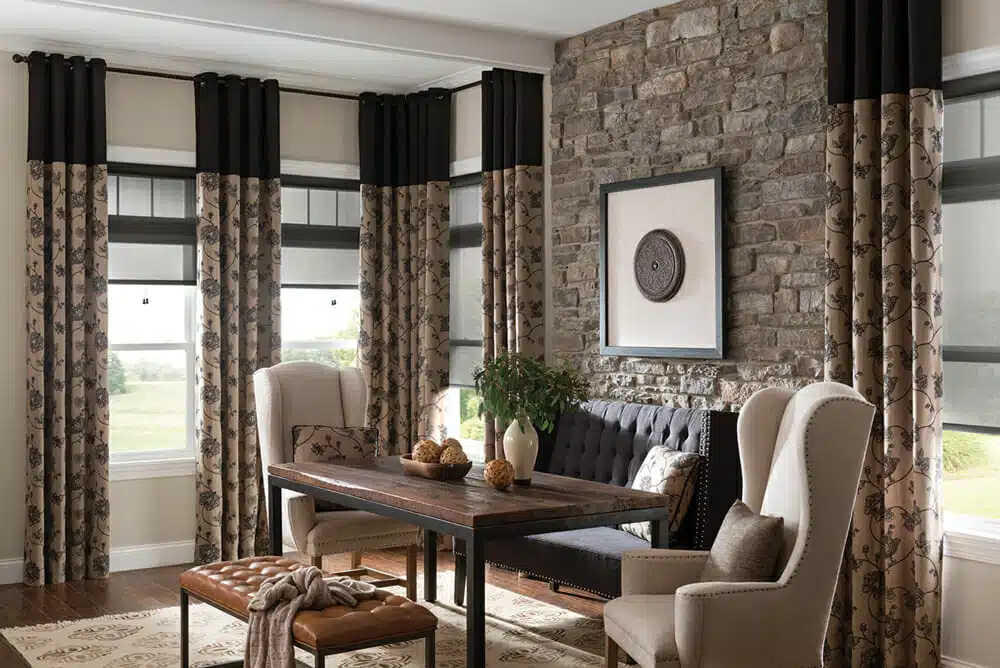 how-to-layer-9 Blackout living room with roller shades and drapes