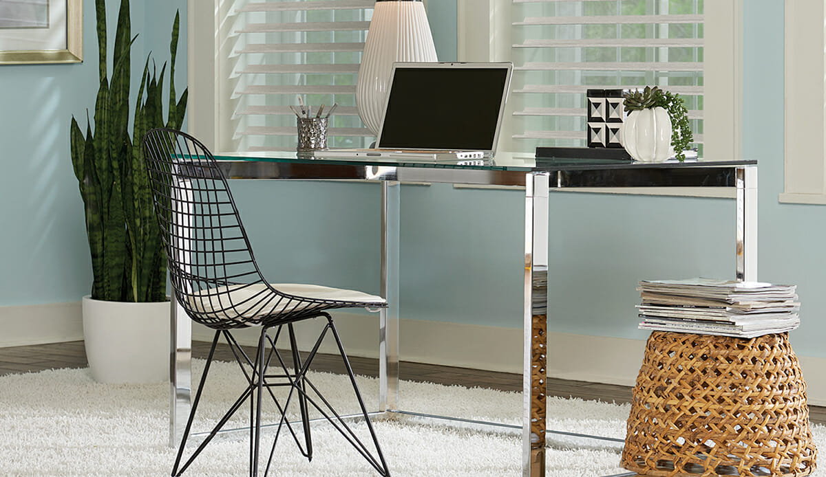 Organize with decorative baskets that add a nice touch to your office or living room