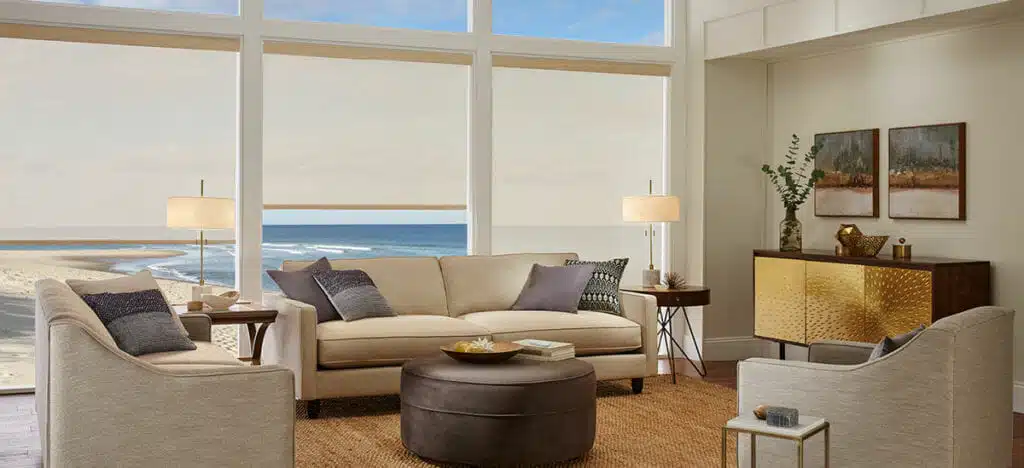 Alta Roller Shade By the Beach Roller Shade in Living Area