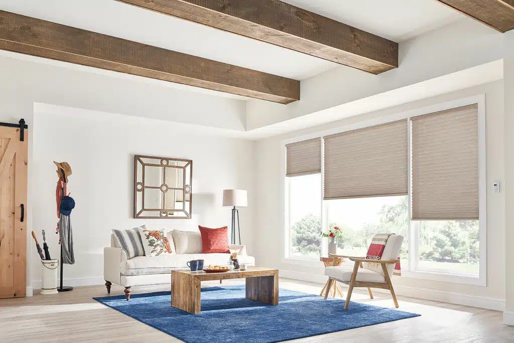 Honeycomb Shades complement high ceilings with beautifully exposed beams Honeycomb Shades complement high ceilings with beautifully exposed beams