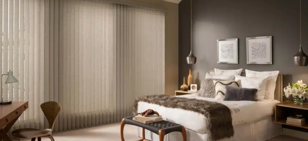 vertical blind swanky bed room