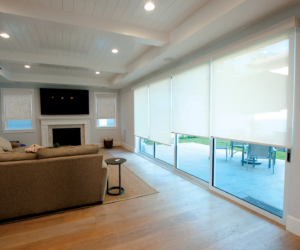 Roller shades in living room