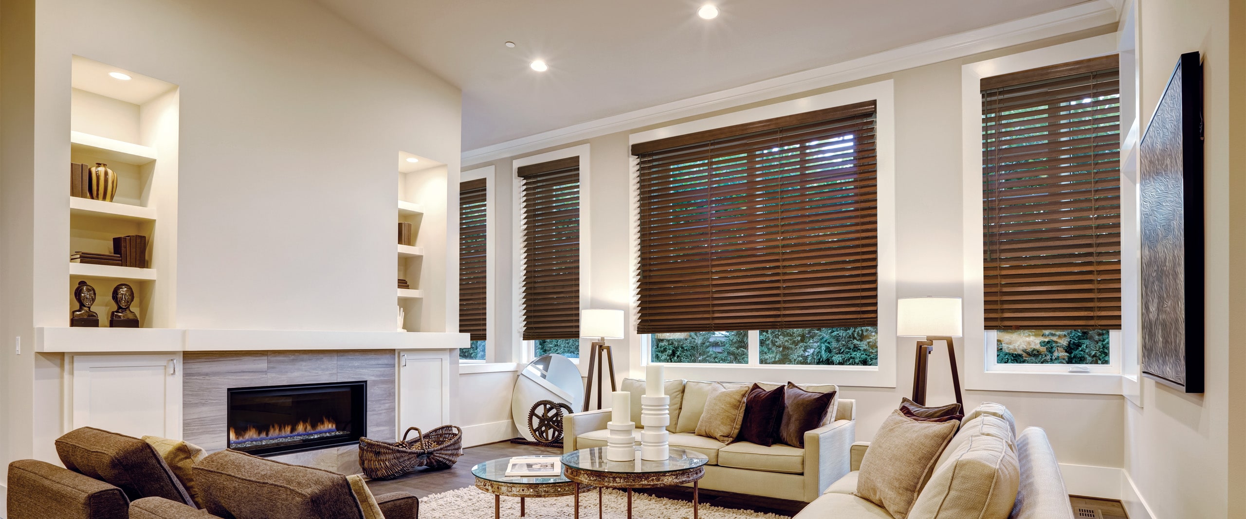 Shutters provide a classic look that never goes out of style to your living room.