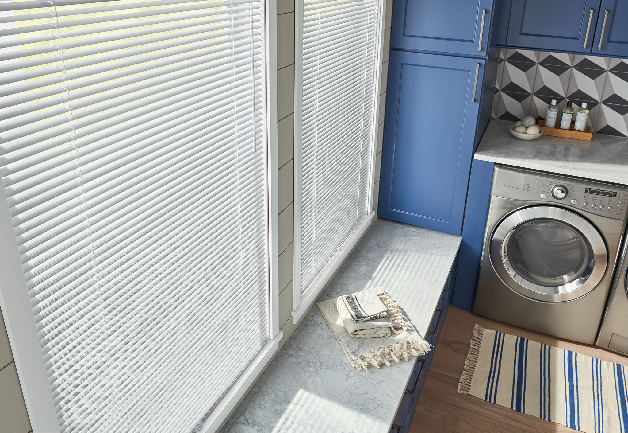 image of laundry room with safe window treatments