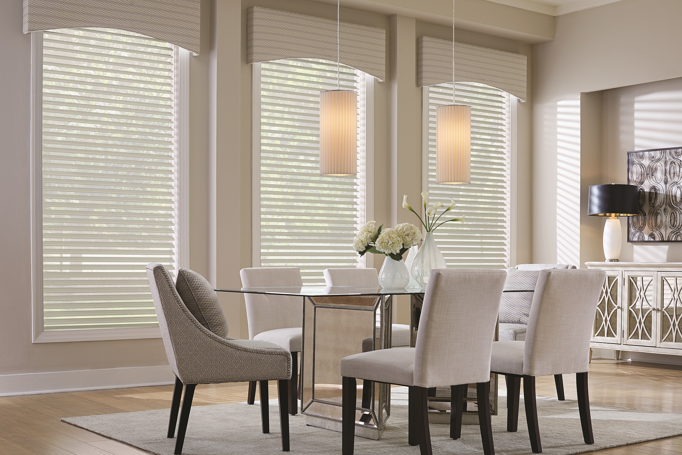 image of dual shades in dining room environment