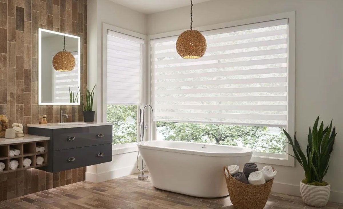 image of bathroom with motorization / sheer shades & blinds