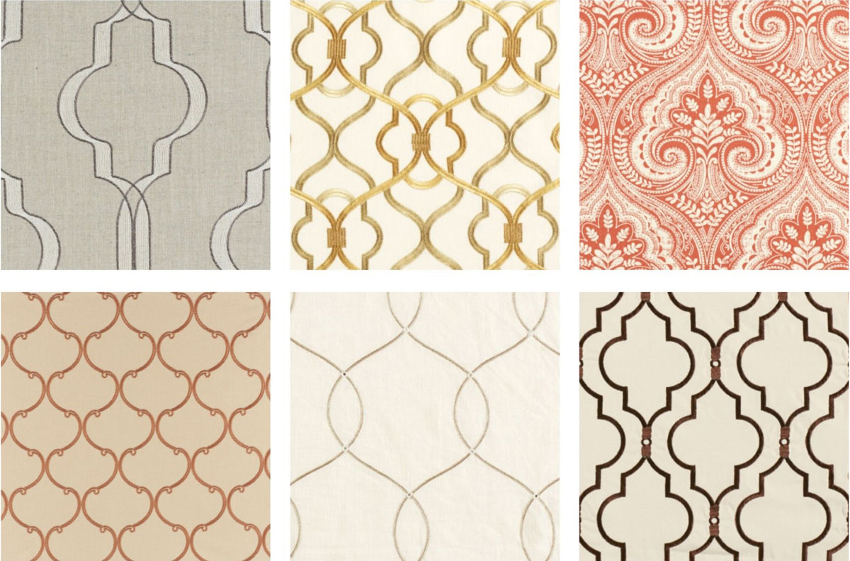 image of ogee pattern swatch options for window treatments and curtains
