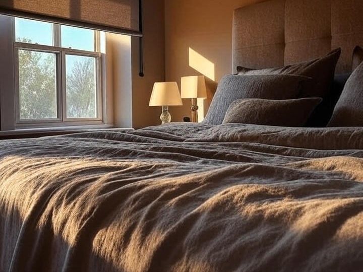 Cozy bedroom with blackout shades for better sleep