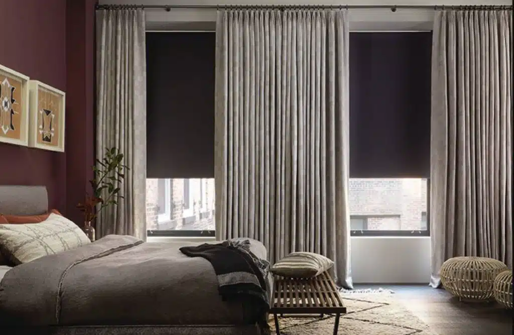 modern-bedroom-blackout-drapes Room darkening window coverings in bedroom